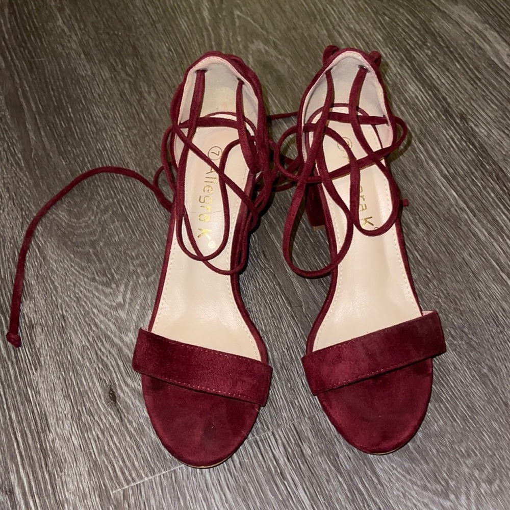 Velvet Maroon Heels Size 7